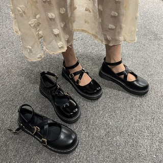 Giày lolita quai chéo đế bằng
