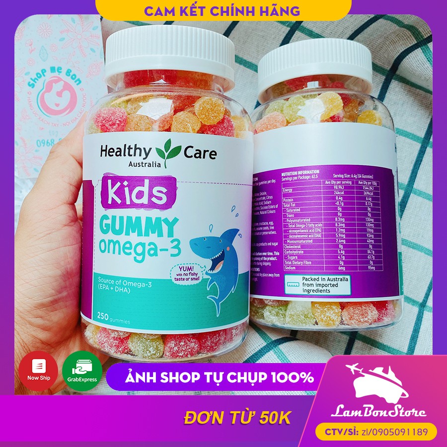 KẸO DẺO Kids Gummy Omega 3 Healthy Care dành cho trẻ từ 2 tuổi trở lên - Úc