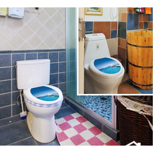 Decal trang trí Toilet cao cấp - Bãi biển lớn