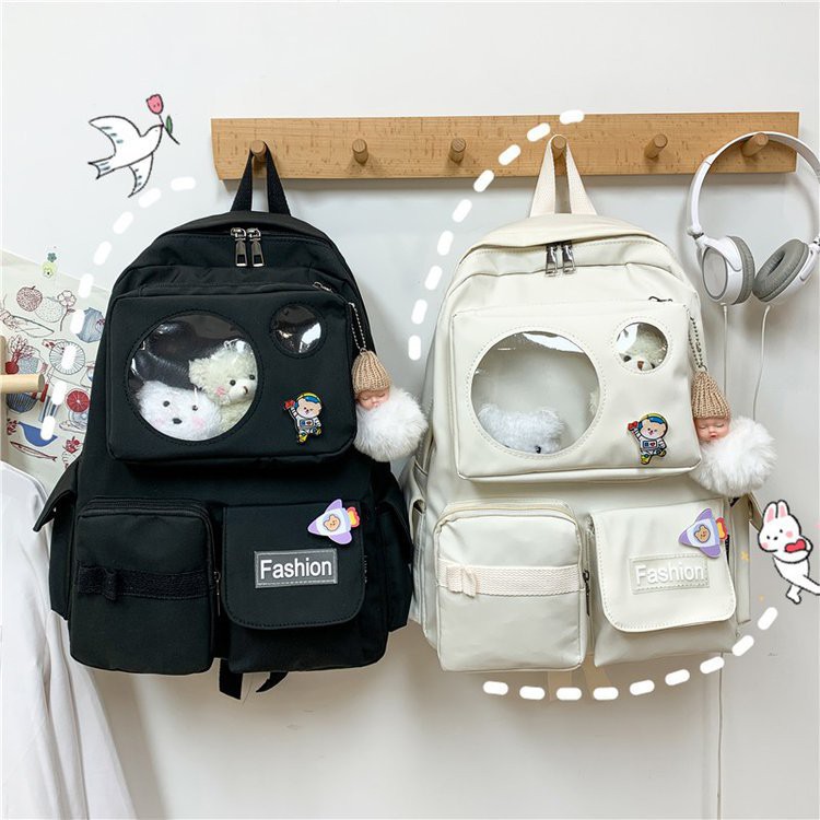 Balo Ulzzang nam nữ đi học chống thấm túi trong suốt giá rẻ (kèm sticker) BAG U TRO265