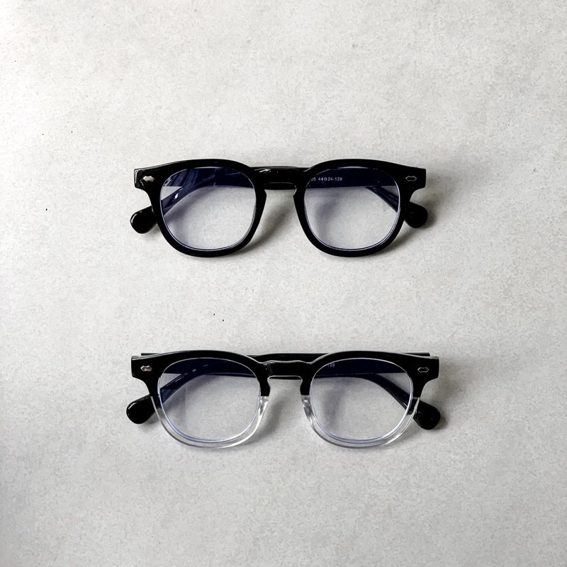 Kính không độ, gọng kính cận nam nữ viền dày nhựa ombre và đen Jolie eyewear 3505