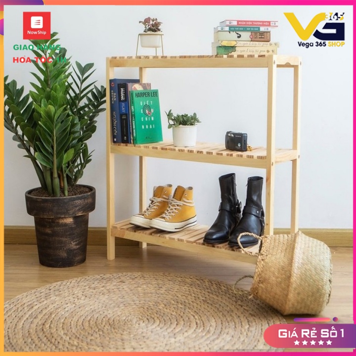 Kệ Giày Dép Gỗ  Thông 3 Tầng Decor, Trang Trí Phòng Vega365.vn
