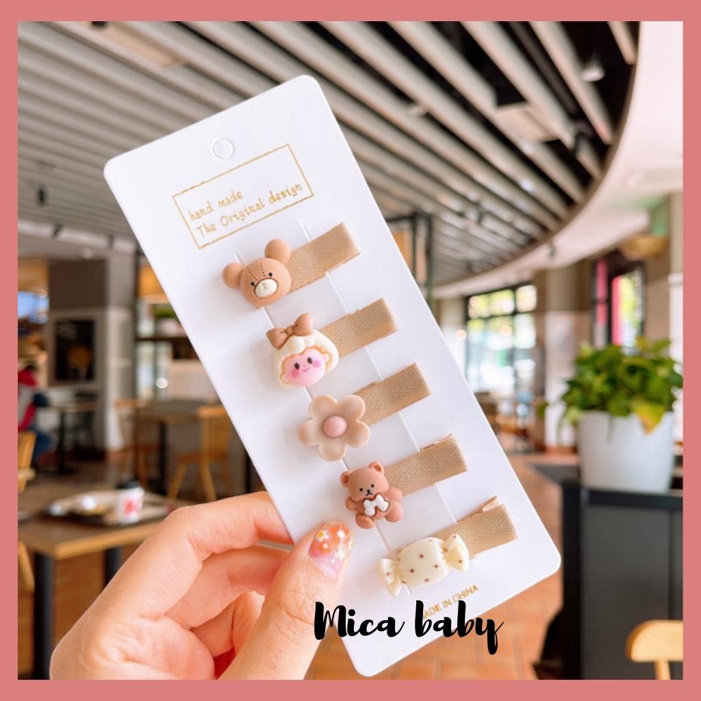 Set kẹp tóc cho bé gái gắn hình thú siêu dễ thương kt34 Mica Baby