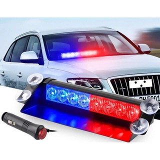 Đèn chớp police xanh đỏ 8 led - đèn nháy cảnh sát cho ô tô cắm tẩu 12v