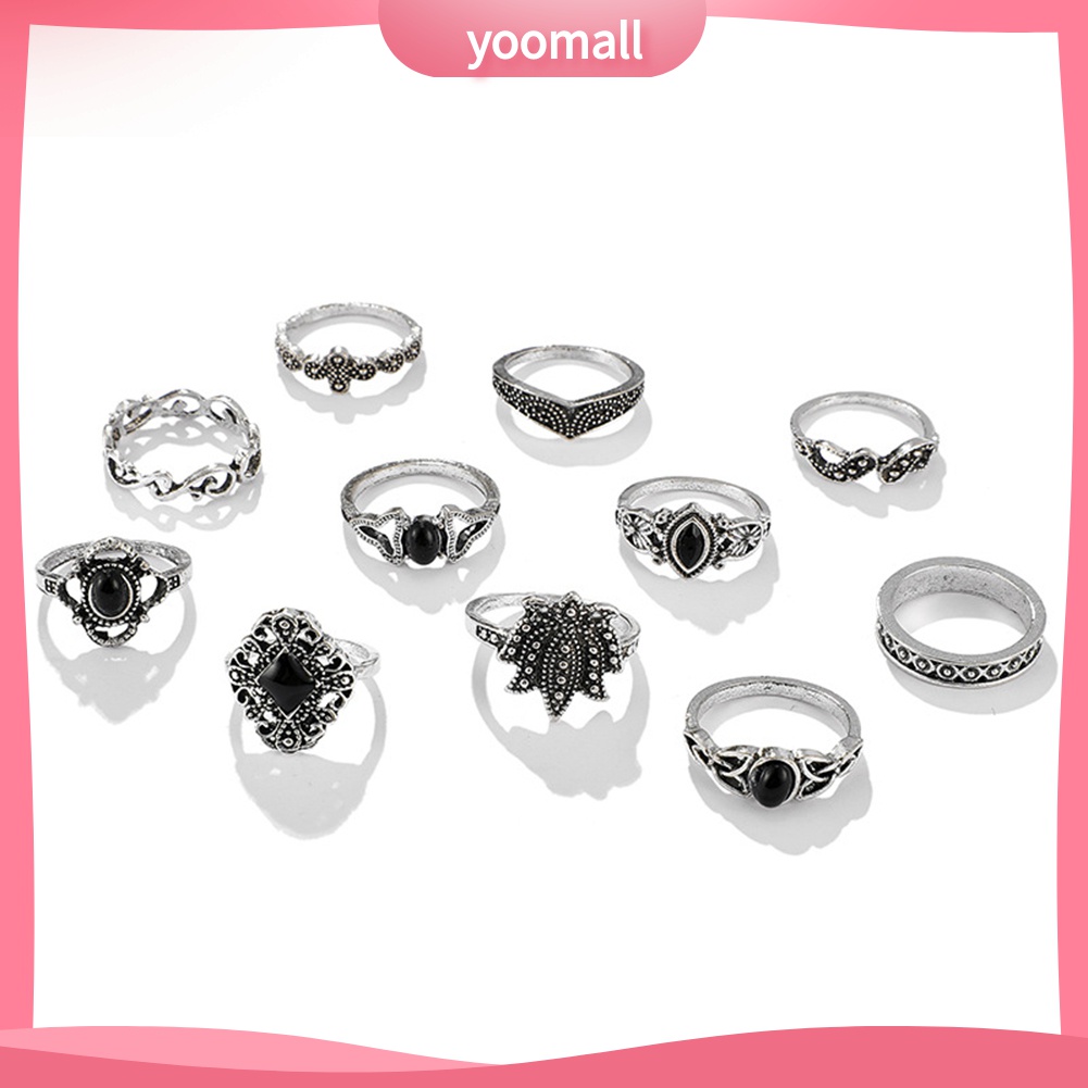Yomall♡ Set 11 Nhẫn Nữ Đính Ngọc Thời Trang