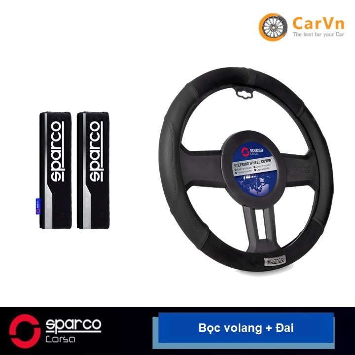 COMBO Bọc vô lăng & Đai an toàn Sparco chính hãng