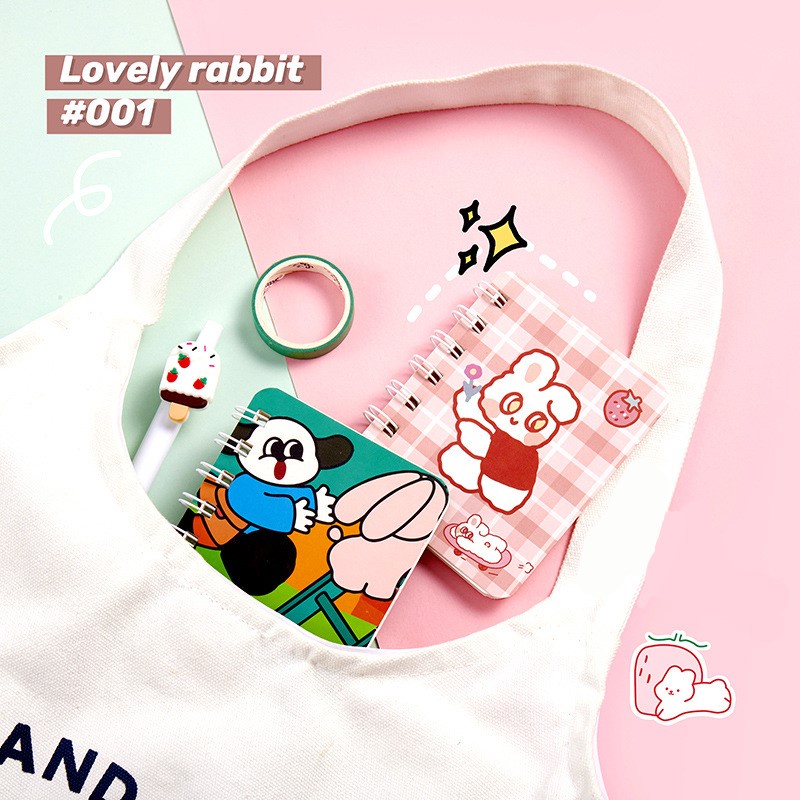 Sổ Tay Lò Xo Mini Cute Hình Gấu Thỏ Hoạt Hình Dễ Thương Ghi Chép Bìa Trơn VPS15
