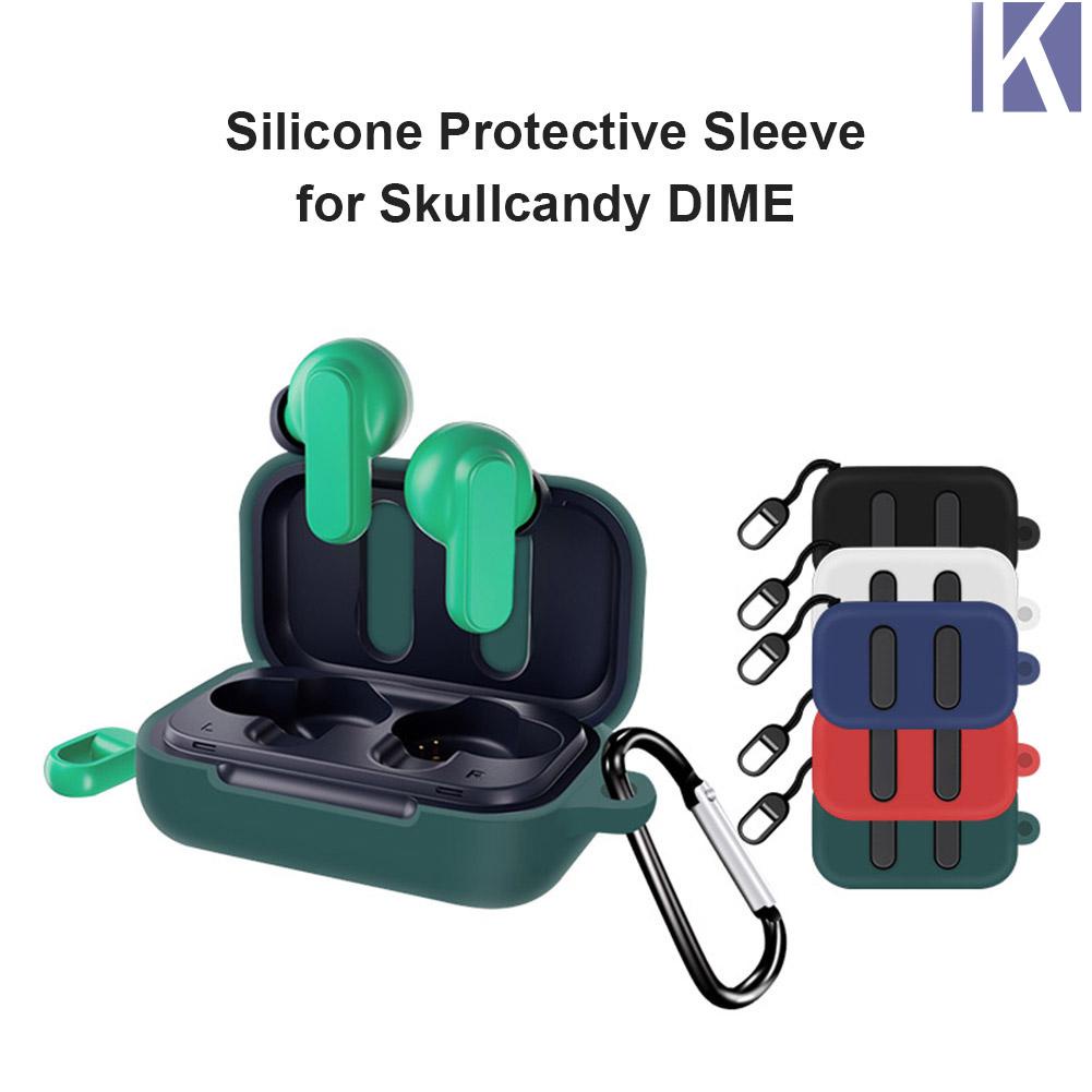 Vỏ bảo vệ hộp sạc tai nghe bằng silicon kèm móc khóa tiện dụng thích hợp cho Skullcandy Dime