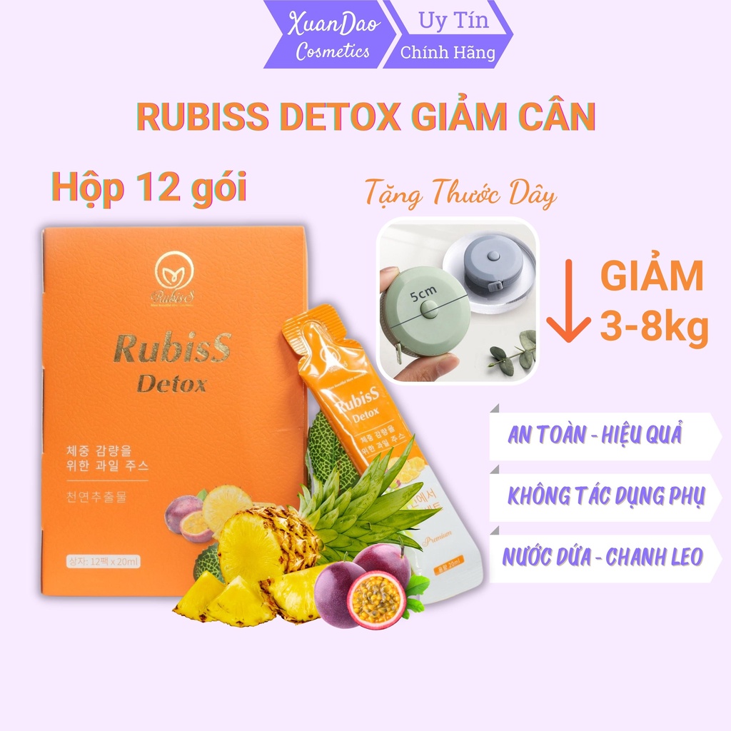 Rubiss Detox XuanDao giảm cân nước ép dứa chanh leo giảm cân an toàn không mệt mỏi không tác dụng phụ