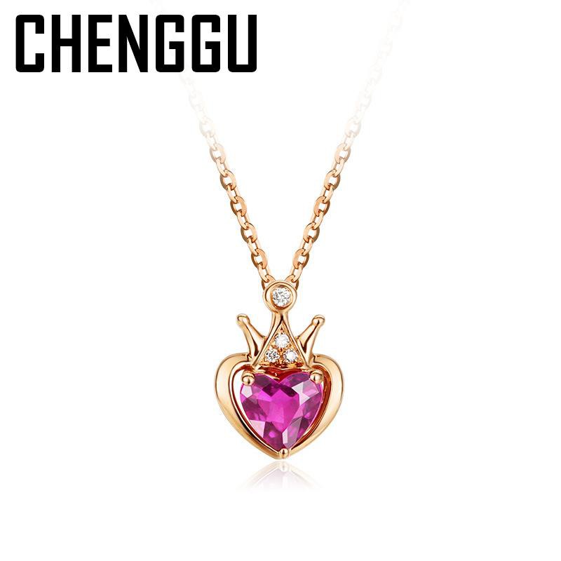 vòng cổ Mặt Đính Đá Hồng Ngọc 14k Thời Trang Cho Nữ