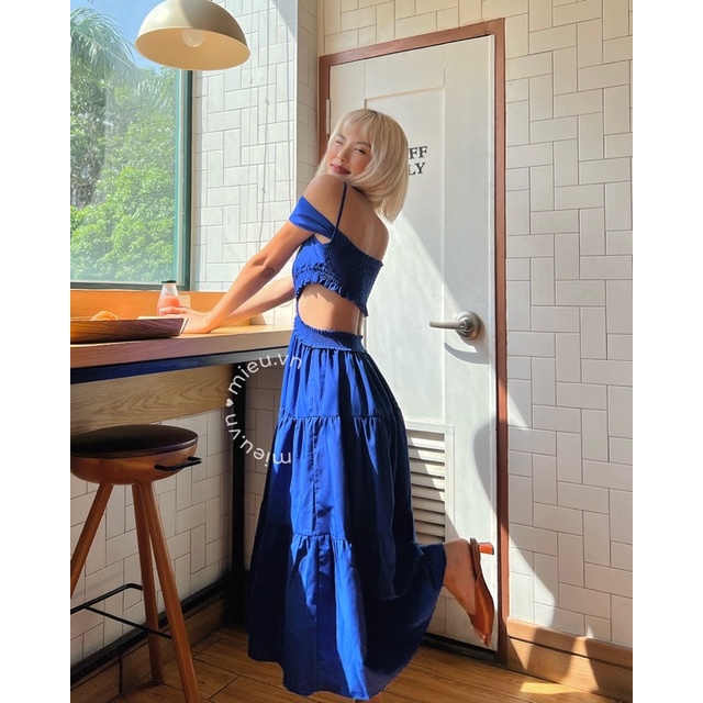 Váy nữ thiết kế maxi ba tầng 2 lớp bo khoét eo trẻ trung MIEU - JJL13