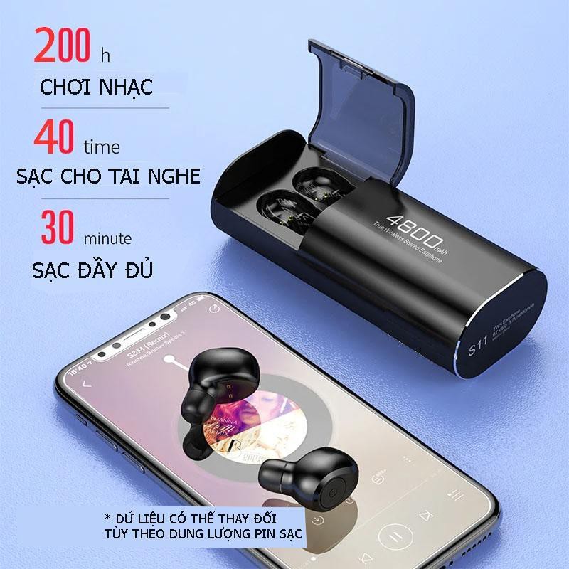 Tai nghe Bluetooth TWS S11 Kiêm Sạc Dự Phòng 4800mAh Âm Thanh Siêu Đỉnh Hàng Cao Cấp