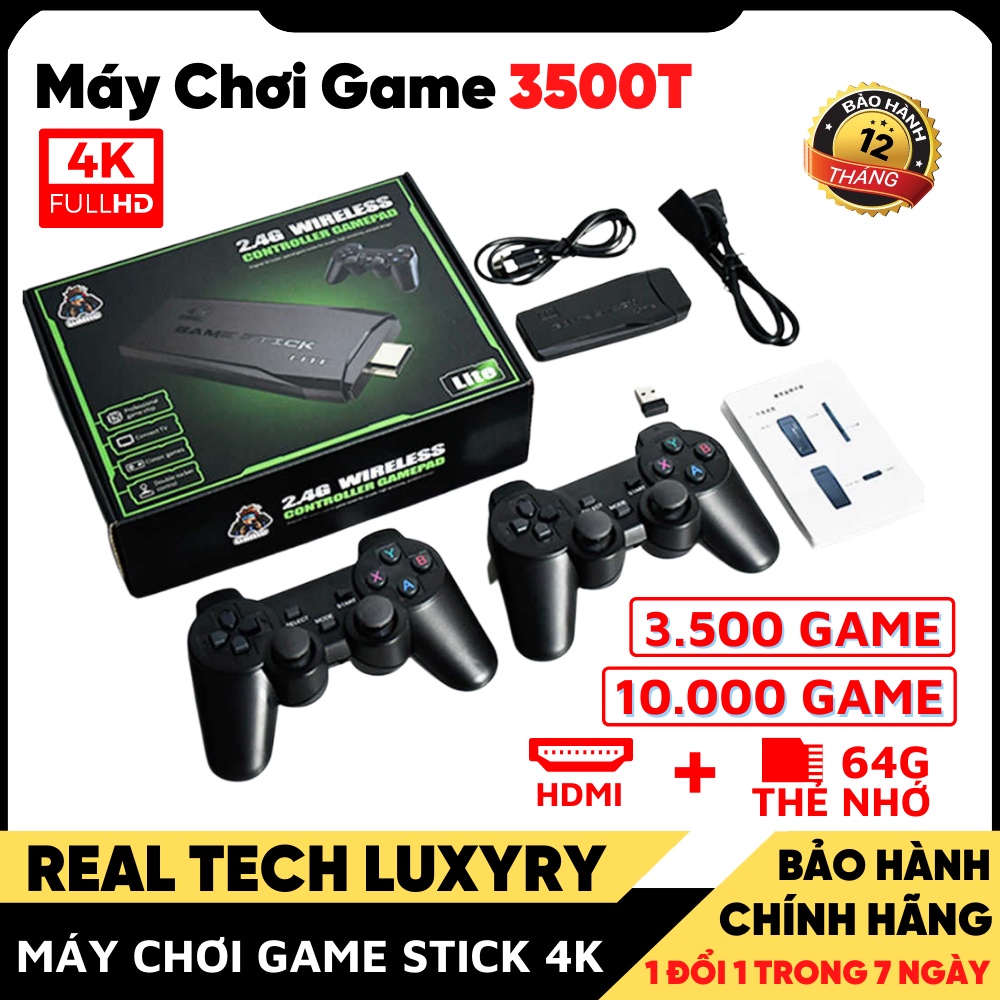 Máy chơi game Stick 4K - Máy chơi game 4 nút HDMI 3550 + 20 trò mới độc quyền, kết nối không dây game 4 ~ 6 nút, PS1/GBA