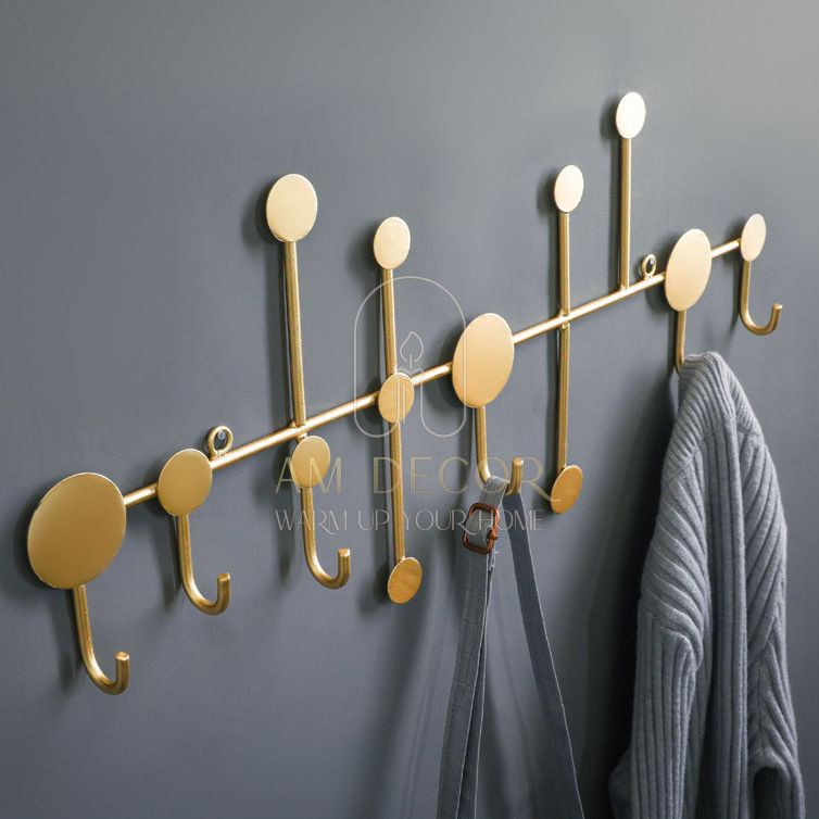 Móc treo quần áo, móc treo tường vàng sắt rèn decor trang trí tường sang trọng - AM Decor