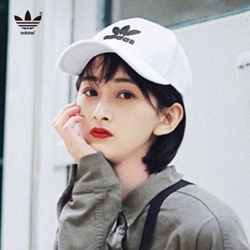 (HÀNG XUẤT XỊN) Nón das trắng logo đen  Trefoil Lo Baseball Cap