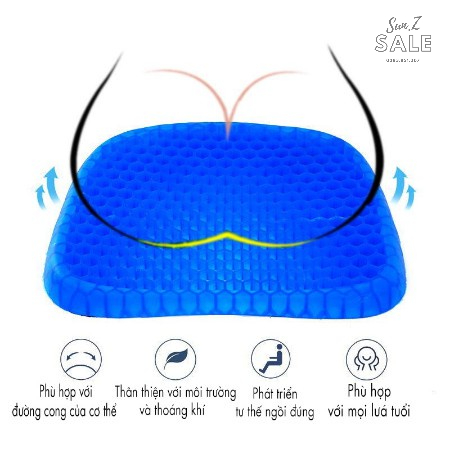 Đệm Bệt, Đệm Ngồi Massage, Nệm Gel Đàn Hồi Chống Đau Lưng Sun.z