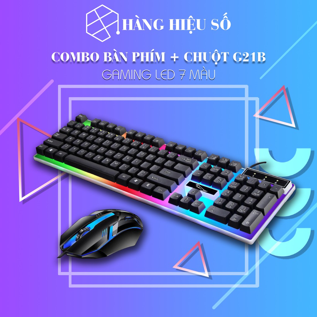 [Tặng chuột + pad chuột ASUS ROG] Bộ Bàn Phím Kèm Chuột Máy Tính Con Báo G21B Có LED 7 Màu Ấn Tượng | BigBuy360 - bigbuy360.vn