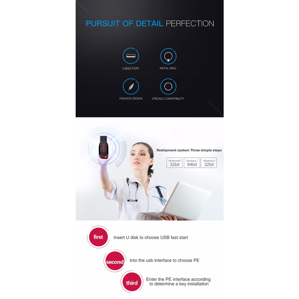 Usb 2.0 SanDisk Cruzer Blade CZ50 256GB 128GB 64GB 32GB 16GB 8GB 4GB