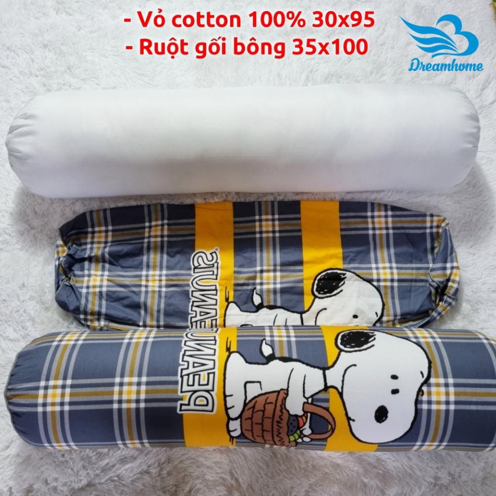 Gối ôm cotton 100% dài 95cm khóa kéo, gối ôm hình thú cho bé ôm ngủ dài đẹp DREAMHOME