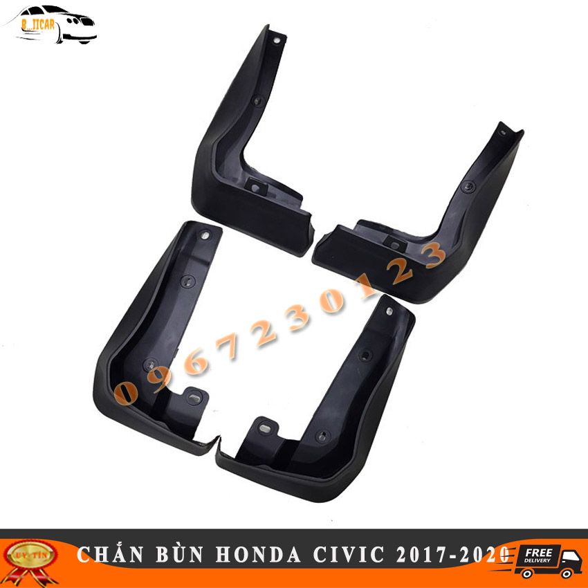 Bộ 4 Chắn Bùn Theo Xe Honda Civic 2016-2020 Nhựa ABS Dẻo Cao Cấp