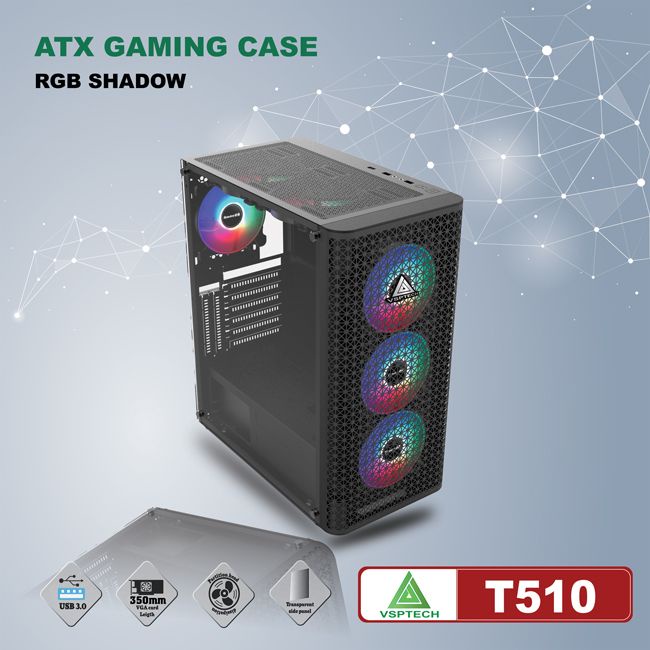 Vỏ máy tính ATX GAMING RGB SHADOW T510 WHITE