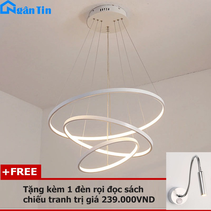 Đèn thả trần tích hợp 3 vòng Led 30-50-70 3 chế độ màu TH816 Ngân Tin (Tặng kèm 1 đèn chiếu rọi đọc sách 3W ánh sáng)