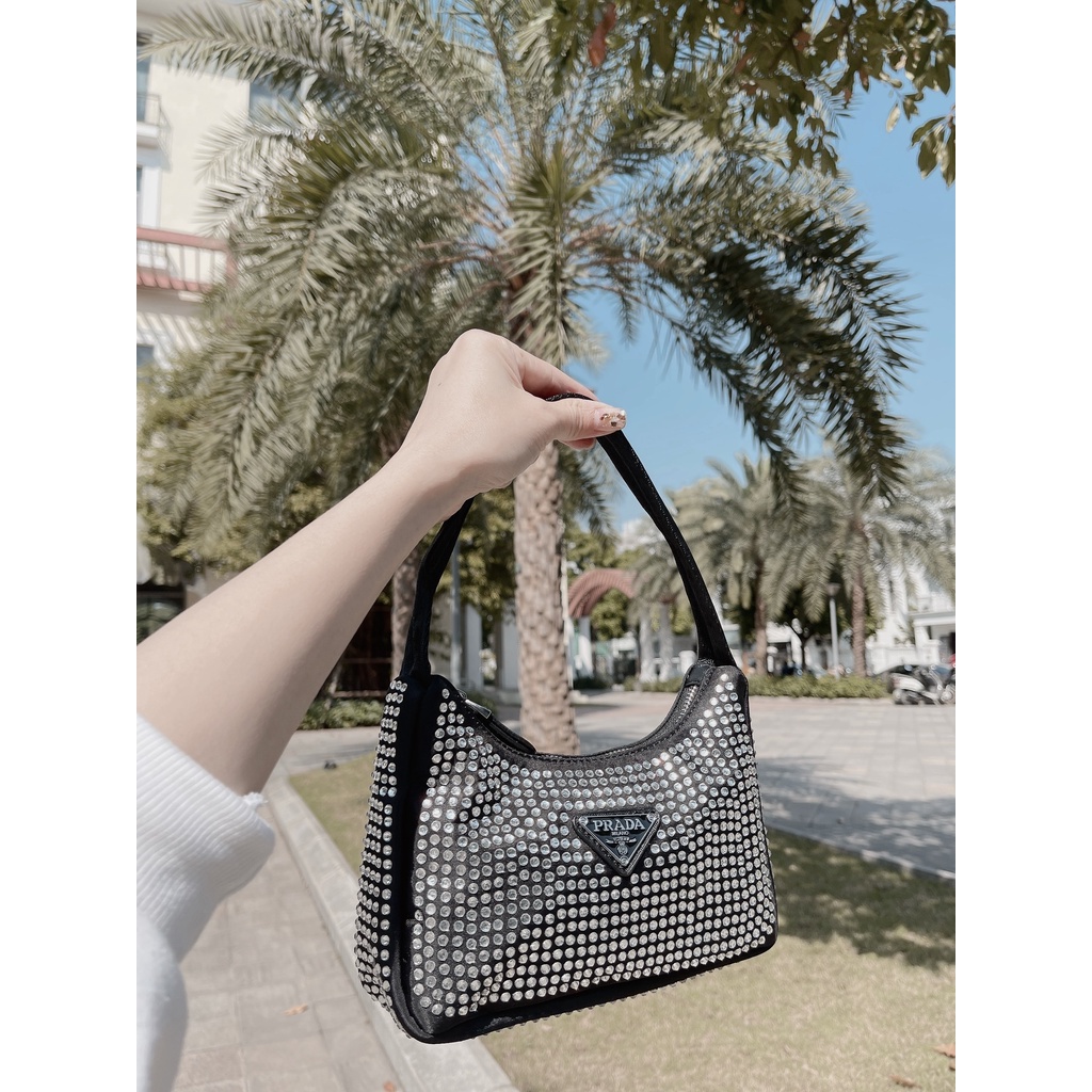 TÚI XÁCH NỮ PRADA BLING BLING KẸP NÁCH SP FULLBOX