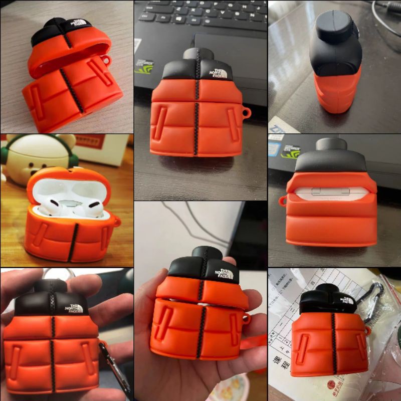 (Order 10 ngày) Case bảo vệ Airpods Pro1/2 áo phao béo gile the north face cam đỏ