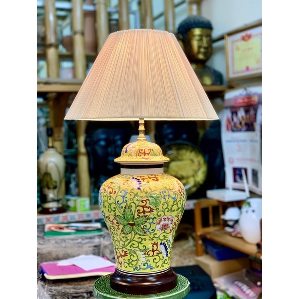 ĐÈN NGỦ GỐM HOA MEN MÀU VẼ THỦ CÔNG.