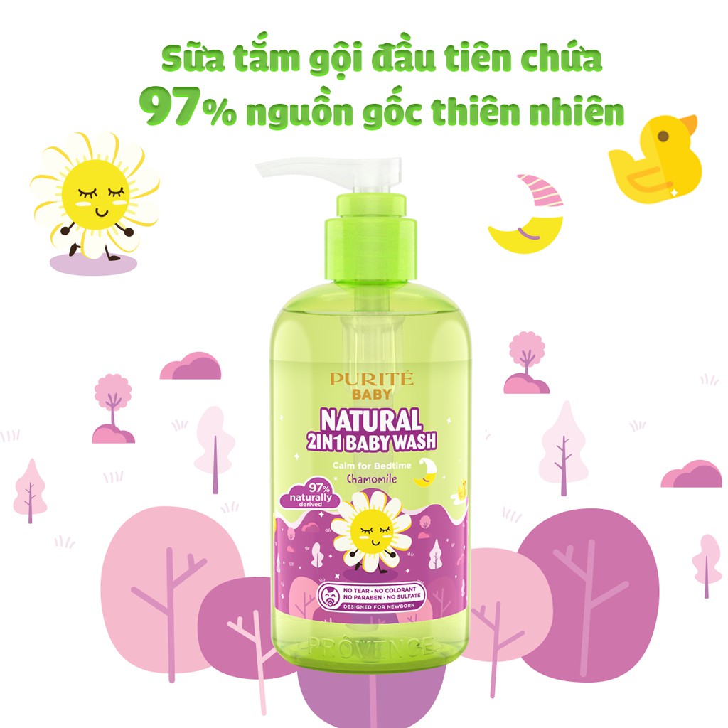 Sữa Tắm Gội Purité Baby Natural 2in1 Cúc La Mã 250ml