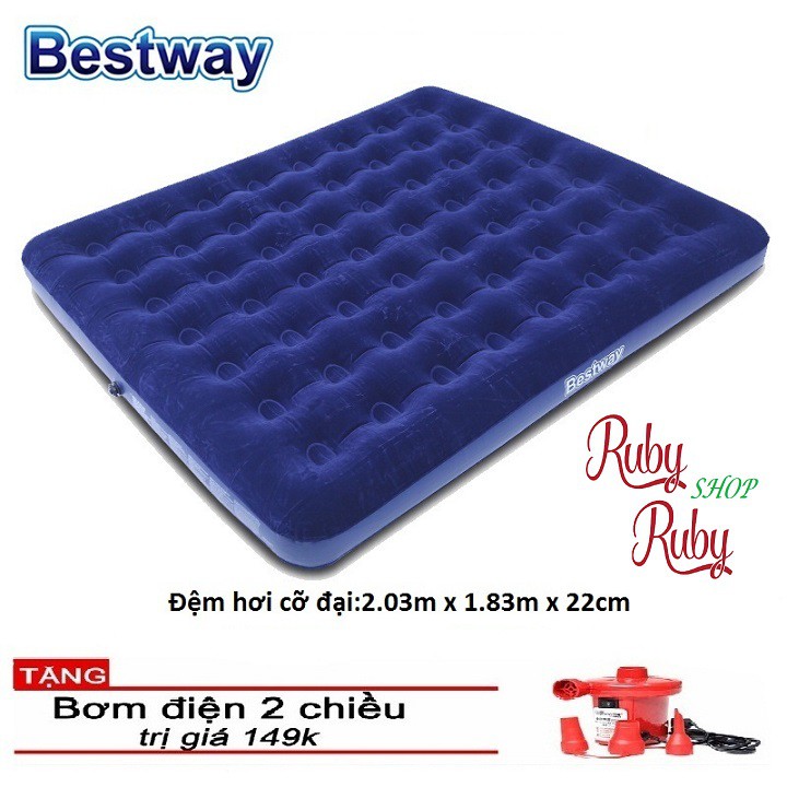 Nệm hơi -đệm hơi cao cấp BestWay kích thước 1,5M X 2M X 22CM VÀ 1,8M X 2 M X 22CM Kèm bơm điện 2 chiều.