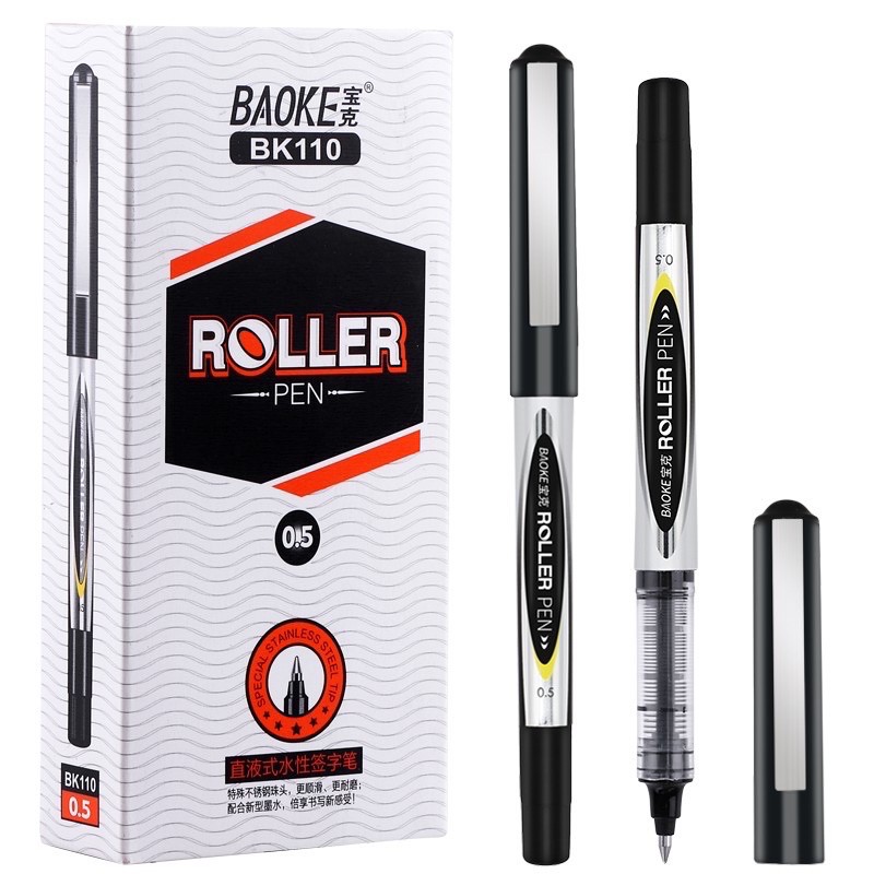 Combo 03/06/12 bút gel mực nước Baoke roller pen ngòi 0.5mm BK110 xanh đỏ đen bản dupe của Uniball đẹp rẻ ngòi êm