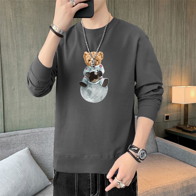 Áo Nỉ Nam Dài Tay Cổ Tròn Thời Trang Hàn