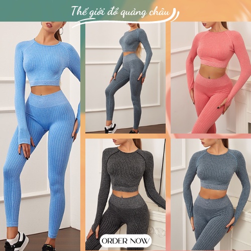 Set Đồ Tập Gym, Yoga, Aerobic VẢI DỆT KIM chất siêu co giãn thoải mái - Hàng Quảng Châu Cao Cấp (BT28)