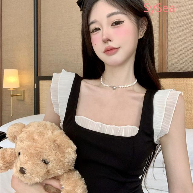 Đầm Hai Dây Phối Ren Thời Trang Mùa Hè Pháp Cho Nữ