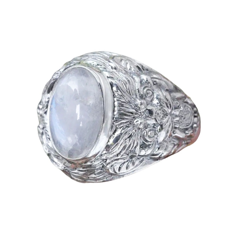 Nhẫn Thời Trang Chạm Khắc Tinh Xảo Bằng Kim Loại Bạc Đính Đá Zircon Trắng Sang Trọng Cho Nam Và Nữ