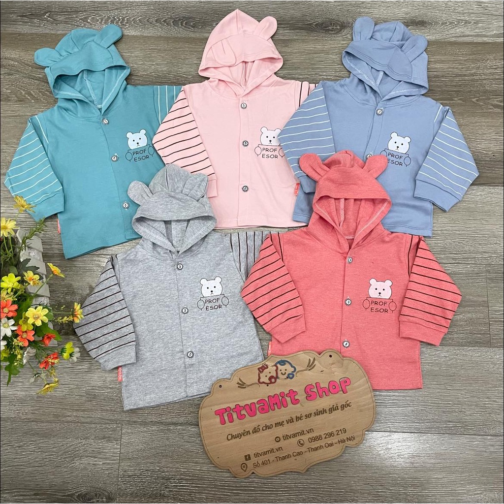 Áo khoác minh đức cotton nỉ có mũ, áo khoác cho bé trai, bé gái sơ sinh