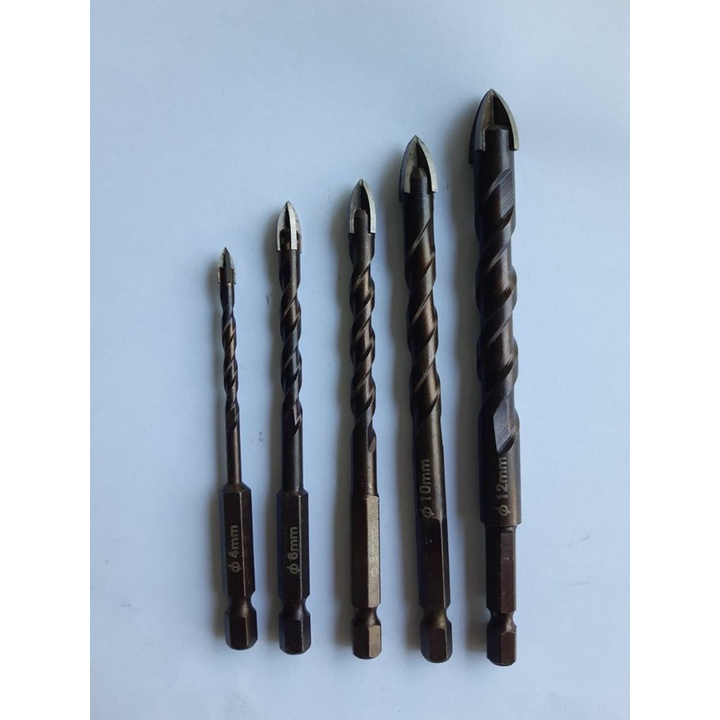 Mũi Khoan Đa Năng Với 5 Kích Cỡ Mũi 4mm, 6mm, 8mm, 10mm, 12mm, Mũi Sắc Nhọn, Thép Độ Cứng Cao, Khoan Ngọt, Nhẹ