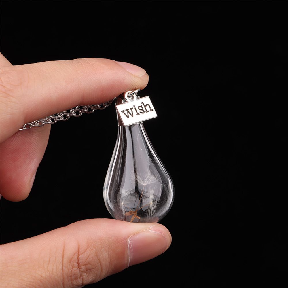 CLEVER DIY Fashion Dandelion Glass Wish Vase Necklace