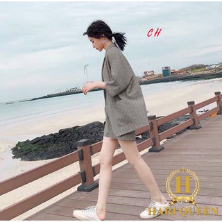 Sét vest kẻ +quần đùi siêu hot