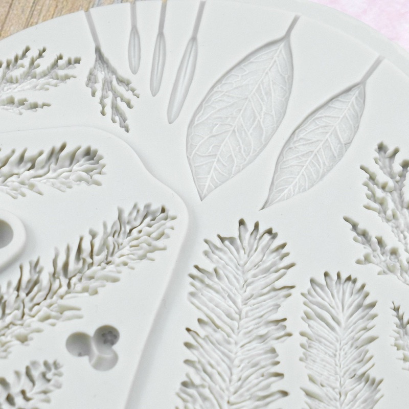 khuôn silicon lá trang trí bánh