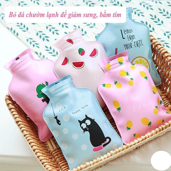Túi Chườm Nóng Chườm Lạnh Giữ Nhiệt Hoạ Tiết Đơn Giản - giao màu ngẫu nhiên - chườm mini rẻ