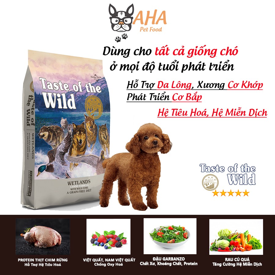 Thức Ăn Cho Chó Poodle Taste Of The Wild Bao 500g - Wetlands Thịt Chim Rừng, Trái Cây Rau Củ Quả