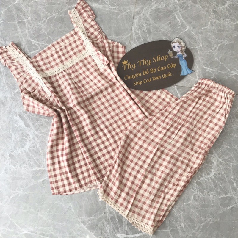 Đồ Bộ Lửng Mặc Nhà Caro Chất Đũi Lạnh Mềm Mát Có Size | BigBuy360 - bigbuy360.vn