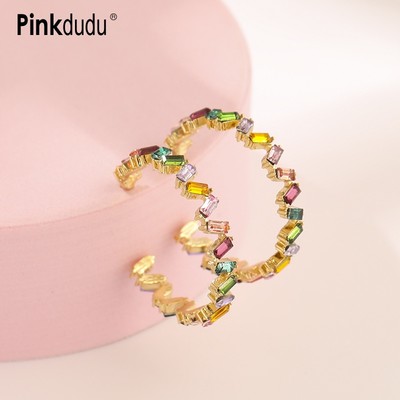 Khuyên tai Pinkdudu PD845 hợp kim mạ vàng đính đá sang trọng cho nữ