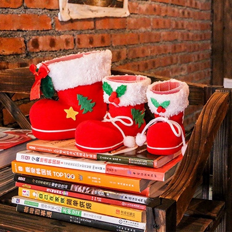 Túi Đựng Bút Hình Chiếc Giày Boot Dùng Trang Trí Cây Thông Giáng Sinh