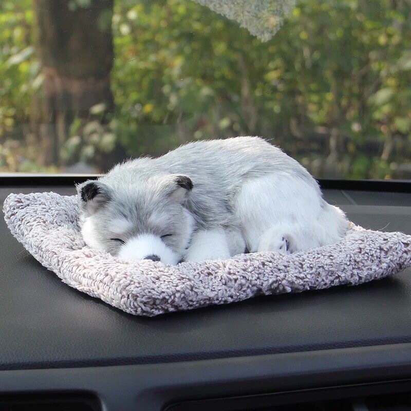 Cún mèo than hoạt tính khử mùi xe ô tô, trang trí taplo xe hơi có tiếng kêu dễ thương size lớn 21x28cm