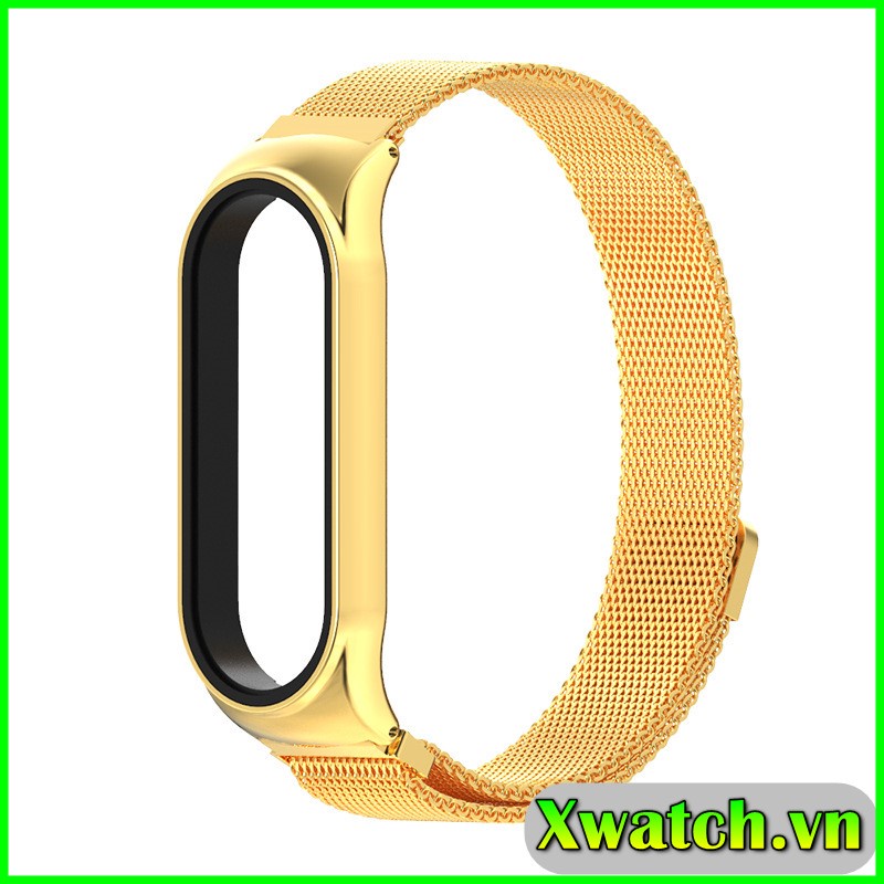 Dây đeo kim loại mắt lưới cho Xiaomi Miband 7 Mi Band 7 Mijosb Khóa nam châm