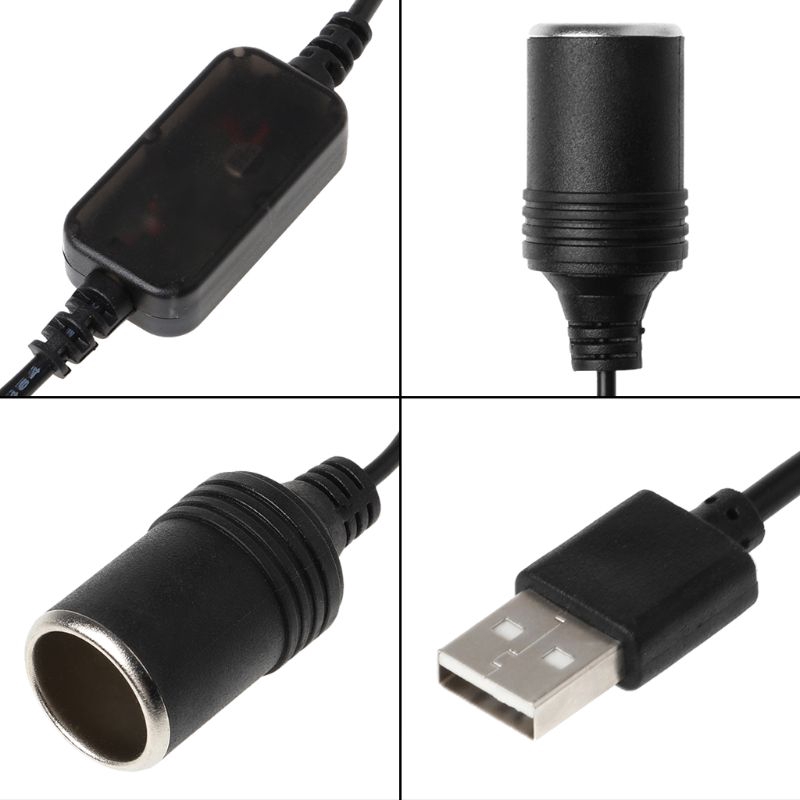 QUU* DC 5V USB to 12V Car Cigarette Lighter Socket Step Up Voltage Cable for DVR GPS