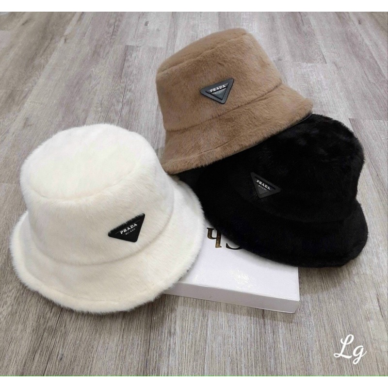 Mũ bucket prada lông dày